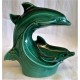 POOLE POTTERY DOLPHIN – SMALL DOUBLE DOLPHIN FIGURE – Poole Studio Factory Trial in Unusual High-Fired Green Colourway 